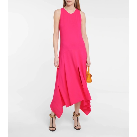 STELLA MCCARTNEY Women's Handkerchief Hem Sleeveless Midi Pink Dress sz‎ 40 TP01 - Picture 1 of 10